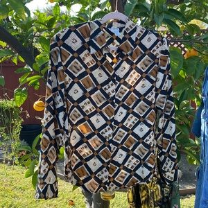 Vintage 80s 100 % Silk Blouse by Allison Taylor Lady boss career wear cosplay
